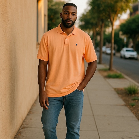 Izod Men's Peach Polo Shirt - Picture 1 of 4